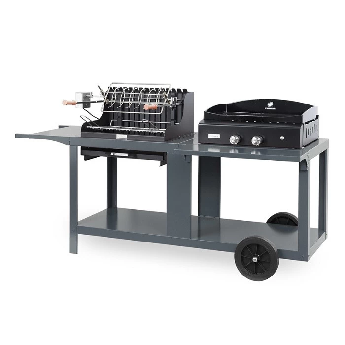 Barbecue Mendy + Plancha Baia 260 Le Marquier Sur Chariot Mixte Ardoise 2 Barbecue Mendy + Plancha Baia 260 Le Marquier Sur Chariot Mixte Ardoise – Image 2