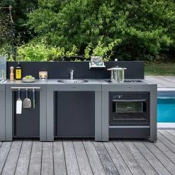 Modulo Cuisinière Four Et Plaque - Gris Acier - Cuisine D'extérieur ENO -Napoleon Magasin mod7005 cuisiniere modulo gris cuisine exterieur eno ambiance 2