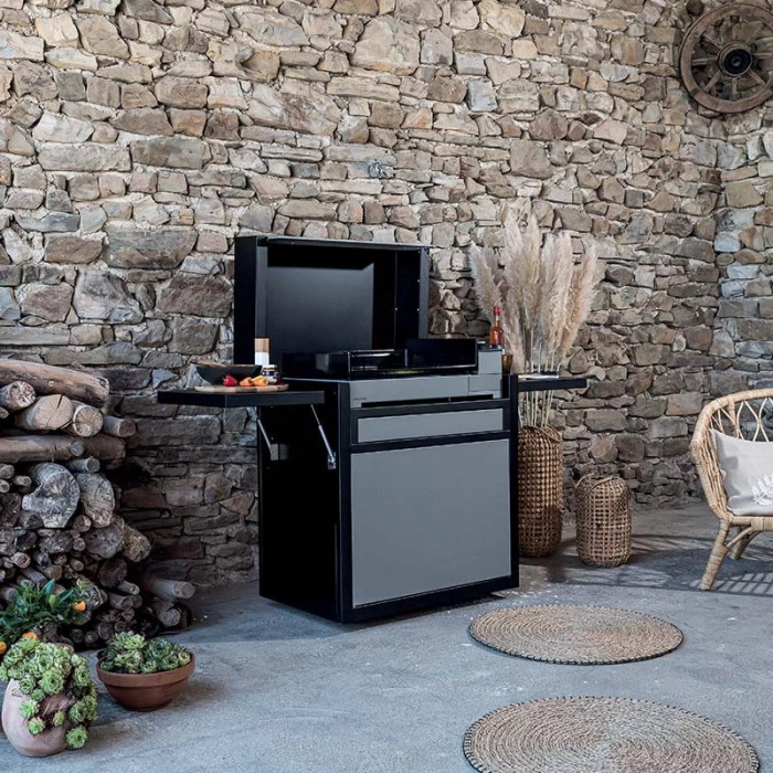 Pack Plancha Forge Adour PREMIUM 60 Acier Noir Et Gris + Chariot Et Capot 1 Pack Plancha Forge Adour PREMIUM 60 Acier Noir Et Gris + Chariot Et Capot