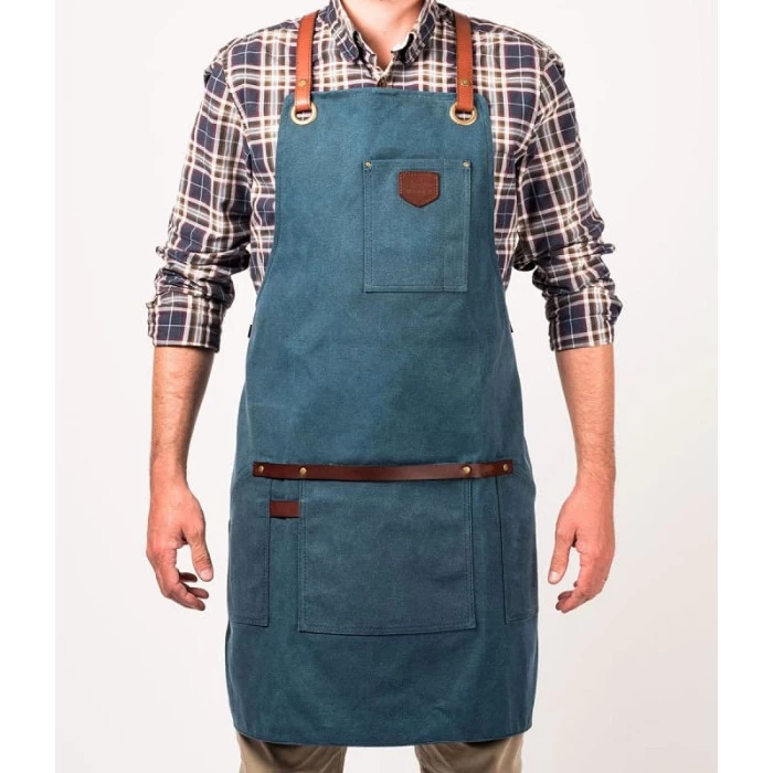 Tablier Barbecue Toile Waxée Alaskan Maker 547 - Bleu Canard 2 Tablier Barbecue Toile Waxée Alaskan Maker 547 - Bleu Canard – Image 2